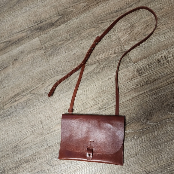 Lucky Brand Rustic Slim Brown Leather Flap Crossbody Bag - Picture 3 of 12